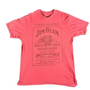 Jim Beam Bourbon Whiskey‎ T Shirt Mens Large Red Graphic Distillers Since 1795
